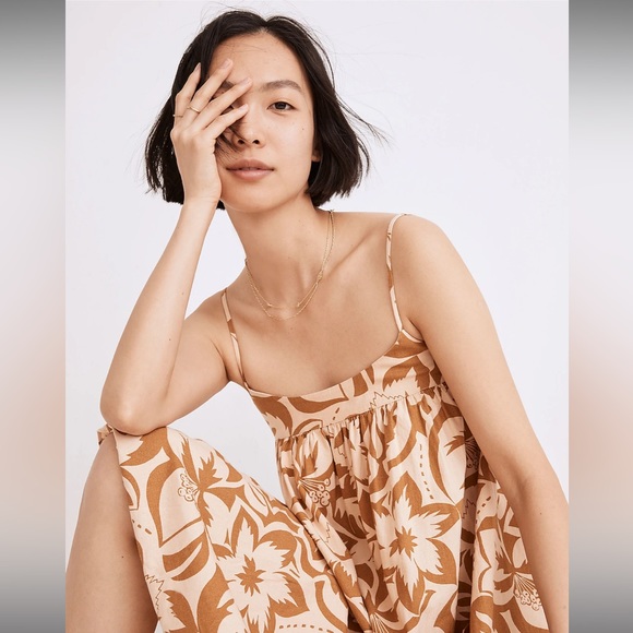 Madewell Linen-Blend Cami Midi Dress in Tropicale Floral - Picture 4 of 13